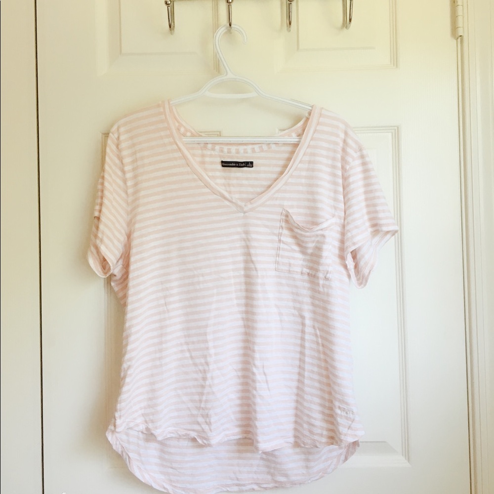 Abercrombie Pink and white striped t shirt